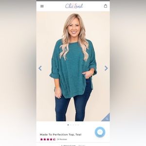 Quarter sleeve teal Chic Soul sweater. Worn twice size 2x